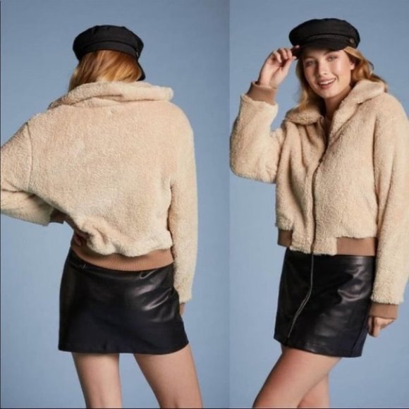 TRUE IMG Tan Teddy Bomber Jacket - Picture 7 of 11